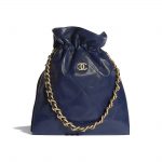 Chanel Navy Blue Shiny Lambskin Large Shopping Bag