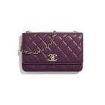 Chanel Purple Trendy CC Wallet on Chain