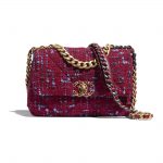 Chanel Raspberry Pink Wool Tweed Chanel 19 Flap Bag