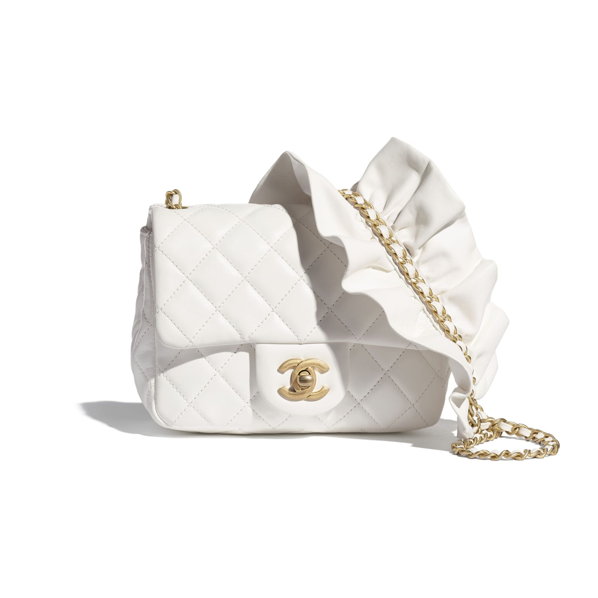 Chanel White Bag Romance Square Mini Flap Bag