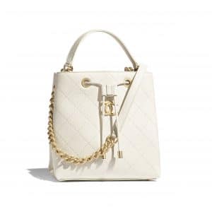 chanel drawstring bag white