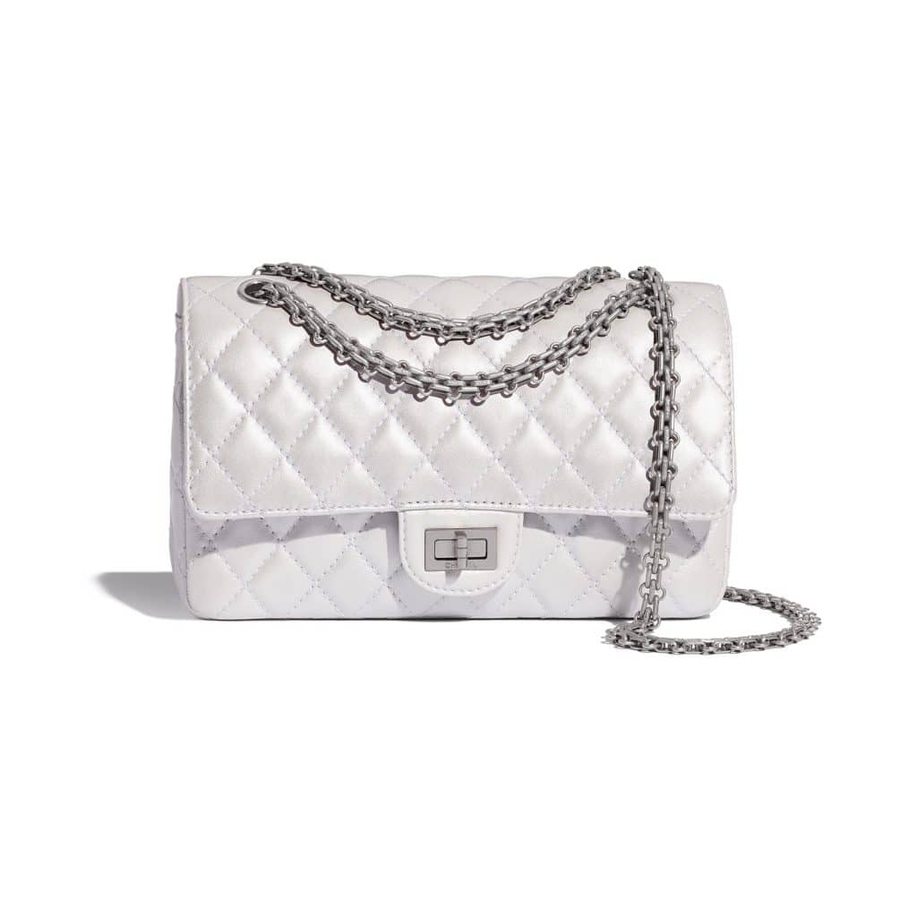 Chanel White Iridescent Lambskin Reissue 2.55 225 Bag