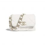 Chanel White Shearling Lambskin and Strass Flap Bag