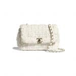 Chanel White Tweed Small Flap Bag