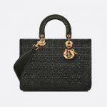 Dior Black Braided Cannage Lambskin Large Lady Dior Bag