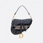 Dior Blue Oblique Embroidered Velvet Saddle Bag