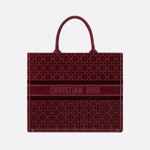 Dior Bordeaux Cannage Velvet Book Tote Bag