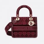 Dior Bordeaux Cannage Velvet Medium D-Lite Bag