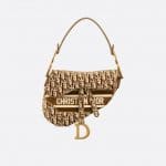 Dior Brown Oblique Embroidered Velvet Saddle Bag