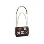 Louis Vuitton Black Monogram Flowers Twist MM Bag