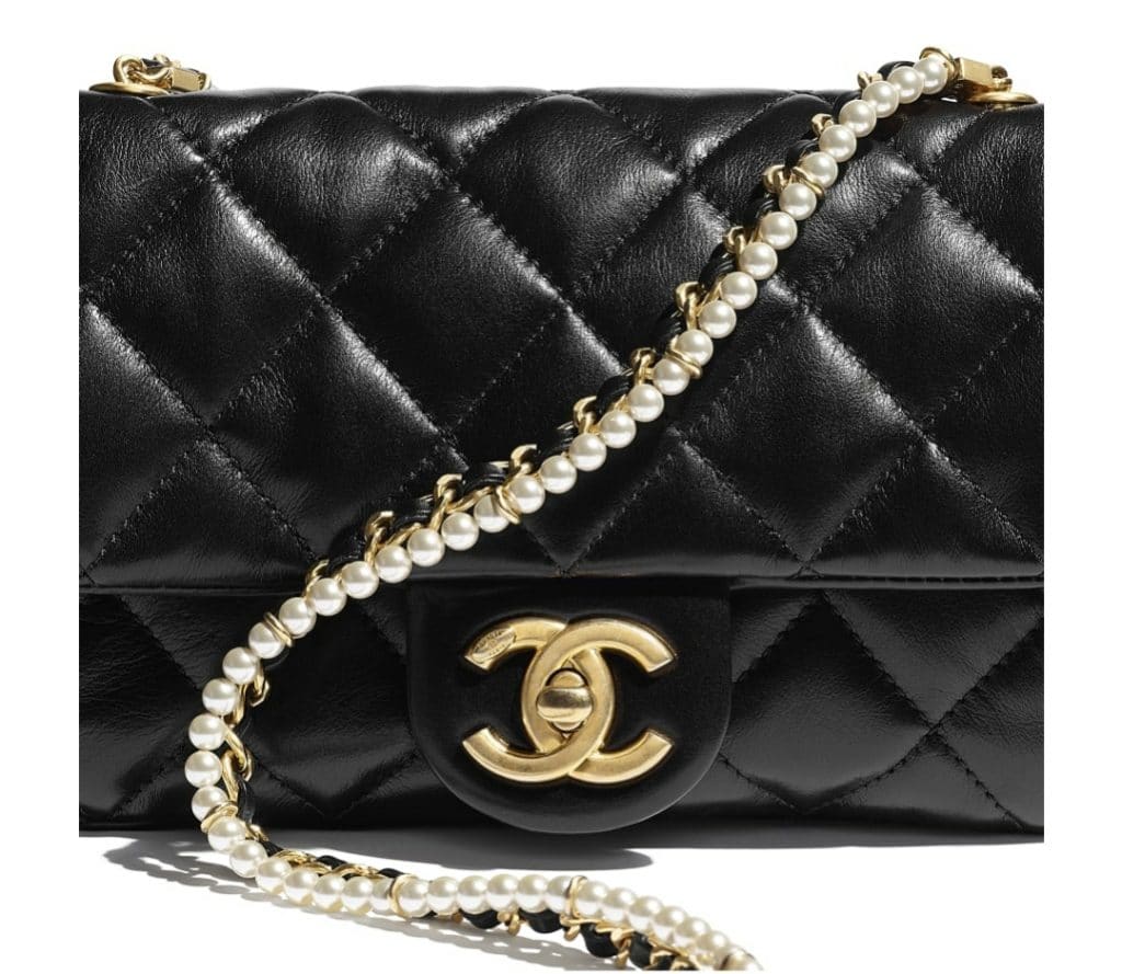 CHANEL Coco Sand Pearl Strap PVC Medium Flap Bag  Dearluxe