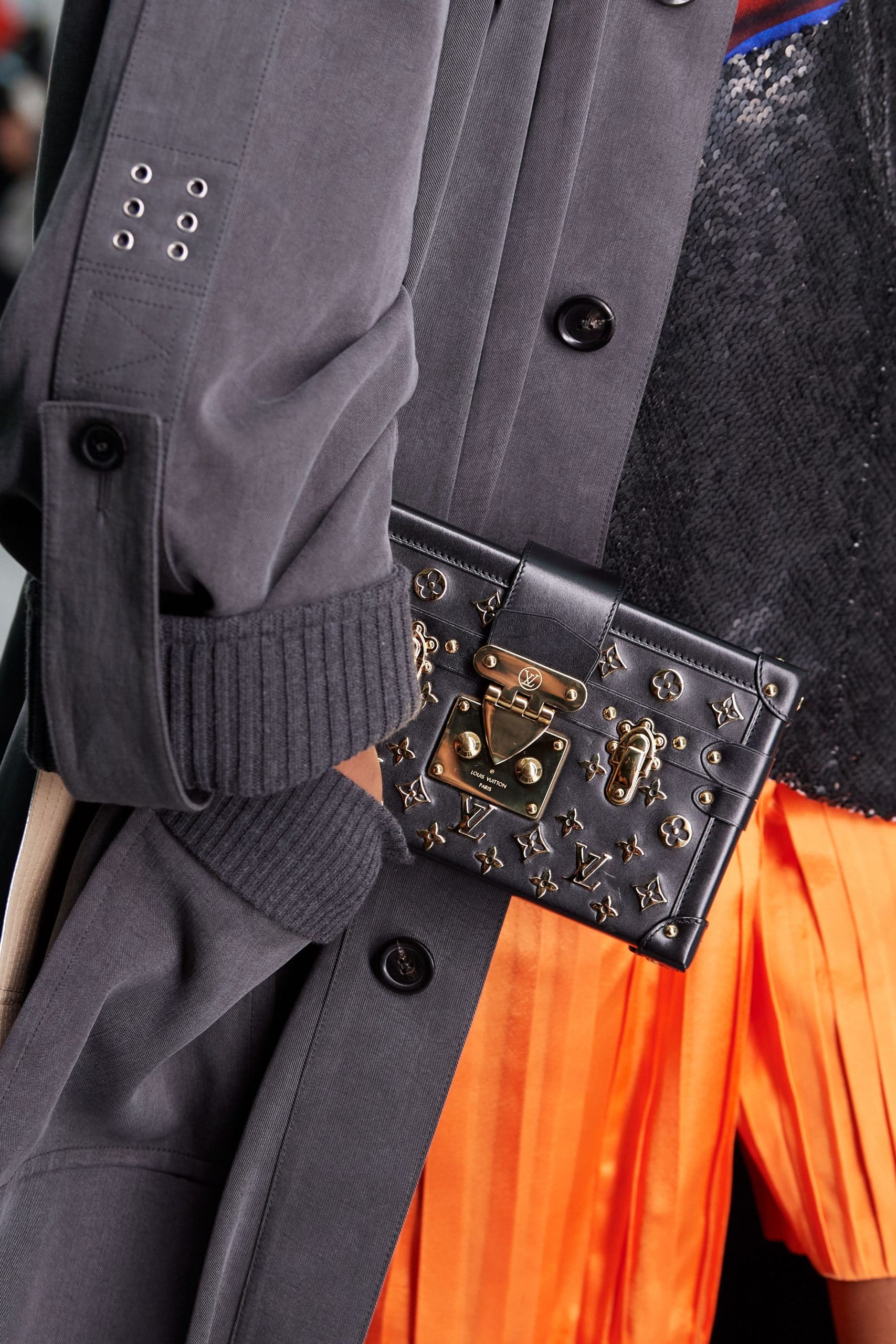 Louis Vuitton Black:Gold Logo Embellished Petite Malle Bag - Spring 2021