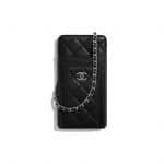 Chanel Black Grained Calfskin Clutch with Chain