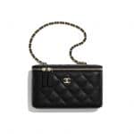 Chanel Black Lambskin Classic Small Vanity With Chain