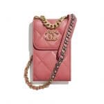 Chanel Coral Lambskin Chanel 19 Phone Holder with Chain