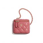 Chanel Coral Lambskin Classic Mini Vanity with Chain