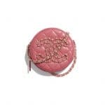 Chanel Coral Lambskin Round Clutch with Chain