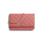 Chanel Coral Lambskin/Zirconium Wallet on Chain