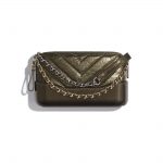 Chanel Gold Calfskin Gabrielle Clutch with Chain