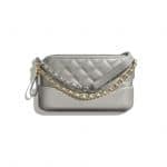 Chanel Silver Lambskin Gabrielle Clutch with Chain