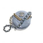 Chanel Sky Blue Sequins Chanel 19 Clutch with Chain