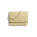 Chanel Yellow Lambskin Mini Wallet on Chain