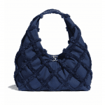 Chanel Navy Blue Cotton Canvas Large Hobo Bag