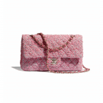 Chanel Pink/White/Gray Tweed Medium Classic Flap Bag