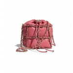 Chanel Coral Lambskin Small Drawstring Bag