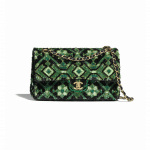 Chanel Green/Black Sequins Medium Classic Flap Bag