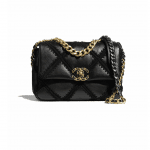 Chanel Black Calfskin/Crochet Chanel 19 Flap Bag