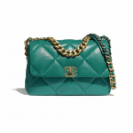 Chanel Green Lambskin Chanel 19 Large Flap Bag