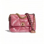 Chanel Coral Sequins/Calfskin Chanel 19 Flap Bag