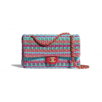 Chanel Red/Fuchsia/Blue Cotton/Mixed Fibers Flap Bag