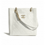 Chanel White Calfskin Small Shopping Bag