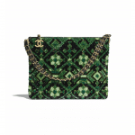 Chanel Green/Black Sequins Clutch Bag