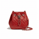 Chanel Red Lambskin Mini Drawstring Bag
