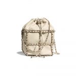 Chanel Beige Lambskin Drawstring Bag