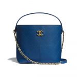 Chanel Blue Grained Lambskin Small Shopping Bag
