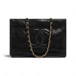 Chanel Black Shiny Aged Calfskin Shopping Bag