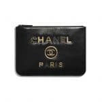 Chanel Black Shiny Calfskin Deauville Pouch