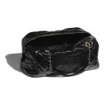 Chanel Black Shiny Crumpled Calfskin Large Bowling Bag