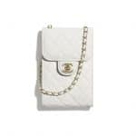 Chanel White Grained Shiny Calfskin Classic Clutch with Chain