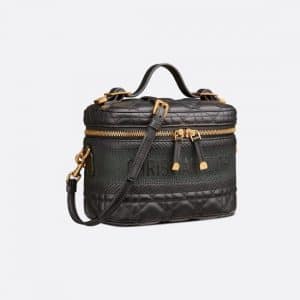 Dior Black Cannage Lambskin Small DiorTravel Vanity Case Bag