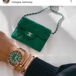 Chanel Green Card Holder on a Chain