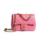 Chanel Pink Fabric Medium CC Logo Travel Line Flap Bag