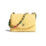 Chanel Scarf Entwined Chain Yellow Flap Bag