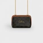 Celine Black/Tan Triomphe Canvas Clutch with Chain Bag