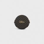 Celine Black/Tan Triomphe Canvas Round Purse on Strap Bag