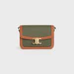 Celine Khaki/Tan Textile/Calfskin Medium Triomphe Bag